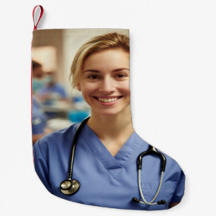 Petite Chaussette De Noël Photo d'infirmière personnaliser