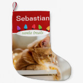Petite Chaussette De Noël Photo du nom du chat personnalisé (Devant)