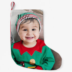 Petite Chaussette De Noël Photo et nom personnalisés pour les fêtes
