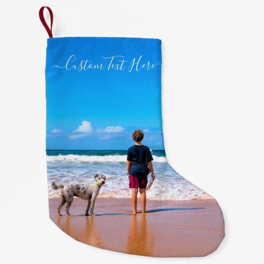 Petite Chaussette De Noël Photo et texte personnalisés - Votre propre design (Devant)