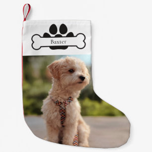 Petite Chaussette De Noël Photo personnalisé de chien avec monogramme et nom