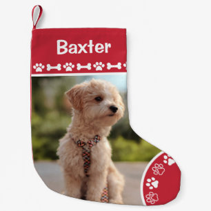 Petite Chaussette De Noël Photo personnalisé de chien avec monogramme et nom