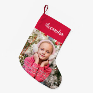 Petite Chaussette De Noël Photo personnalisée en rouge et blanc