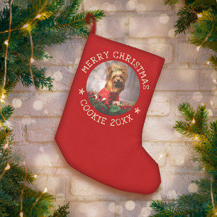 Petite Chaussette De Noël Photo personnalisée Joyeux chien de Noël adorable 