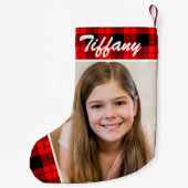 Petite Chaussette De Noël Photo personnalisée Plaid double face (Dos)