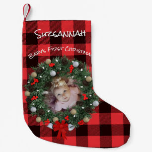 Petite Chaussette De Noël Photo personnalisée Première couronne de Noël N