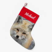 Petite Chaussette De Noël Photo Red Fox mignonne avec nom (Devant (Accrochage))