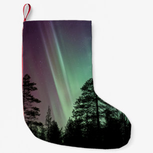 PETITE CHAUSSETTE DE NOËL PHOTO SILHOUETTE D'AURORA BOREALIS