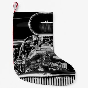 PETITE CHAUSSETTE DE NOËL PHOTOGRAPHIE À GRANDE ÉCHELLE DU MOTEUR DE VOITURE