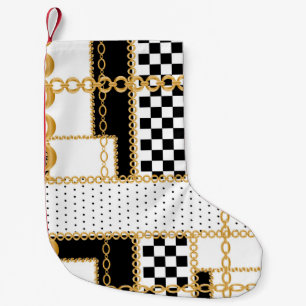 Petite Chaussette De Noël Pierres précieuses, chaînes d'or, motif sans soudu
