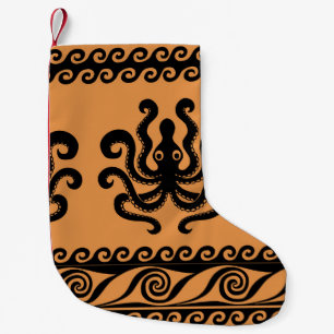 Petite Chaussette De Noël Pieuvre grecque ancienne, motif à vagues