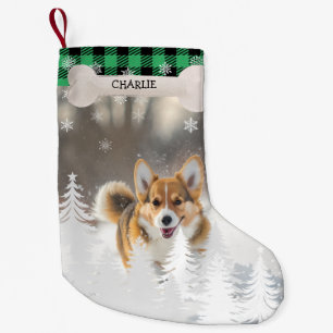 Petite Chaussette De Noël Pin de Noël vert Plaid Arbres Os Chien Photo