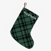 Petite Chaussette De Noël Pine Green Tartan Plaid Personalized Name (Devant (Accrochage))