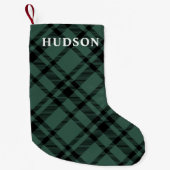 Petite Chaussette De Noël Pine Green Tartan Plaid Personalized Name (Devant)