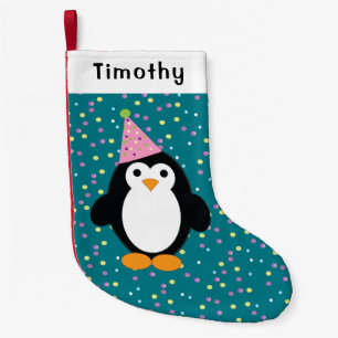 Petite Chaussette De Noël Pingouin Confetti, arrière - plan de la fête