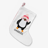 Petite Chaussette De Noël Pingouin de Noël mignon personnalisé en Casquette  (Devant (Accrochage))