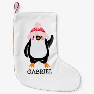 Petite Chaussette De Noël Pingouin de Noël mignon personnalisé en Casquette 