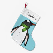 Petite Chaussette De Noël Pingouin Gentoo Mignonne Portant Une Écharpe Verte (Devant (Accrochage))