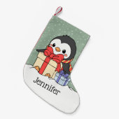 Petite Chaussette De Noël Pingouin mignon avec cadeaux de Noël dans la chute (Devant (Accrochage))