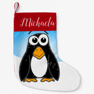 Petite Chaussette De Noël Pingouin mignon avec Snowflakes Blue Sky Kids Cart