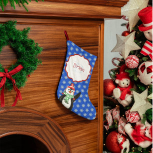 Petite Chaussette De Noël Pingouin mignon et flocons de neige Stocking monog