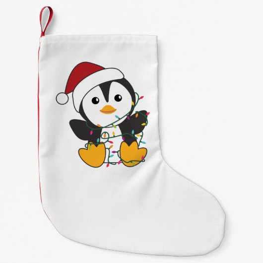 Petite Chaussette De Noël Pingouin Noël Neige Hiver Animaux Penguins Adu (Devant)