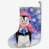 Petite Chaussette De Noël Pingouin pour bébé avec cadeau (Dos)