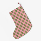 Petite Chaussette De Noël Pink and Green Candy Cane Stripes  (Dos (Accrochage))
