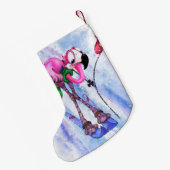 Petite Chaussette De Noël Pink Flamant rose Skier Noël Stocker Cartoon (Dos (Accrochage))