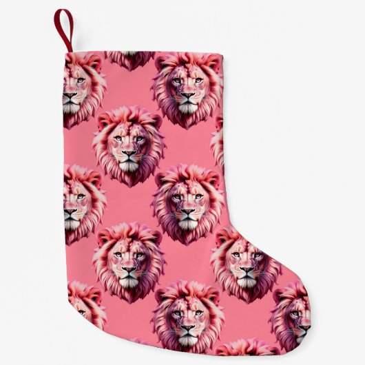 Petite Chaussette De Noël Pink Lion Head Animal Pattern Design Pink (Devant)