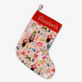 Petite Chaussette De Noël Pink Nutcracker Ballet jolies filles nom (Devant (Accrochage))