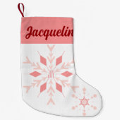 Petite Chaussette De Noël Pink Snowflake JOY avec le nom (Devant)