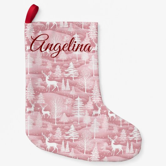 Petite Chaussette De Noël Pink Woodland Christmas Stocking (Devant)
