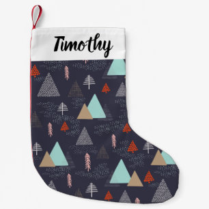 Petite Chaussette De Noël Pins À feuillage persistant dessinés à la main dan