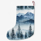 Petite Chaussette De Noël Pins de Noël Bleu Blanc Neige (Dos)