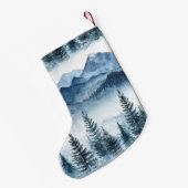 Petite Chaussette De Noël Pins de Noël Bleu Blanc Neige (Dos (Accrochage))
