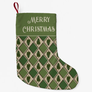 Petite Chaussette De Noël Pins et Arlequins Vacances