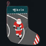 Petite Chaussette De Noël Piste et champ en cours<br><div class="desc">Course créative & terrain Stockage de Noël avec Père Noël runner racing. Modifier le texte pour ajouter le nom.</div>