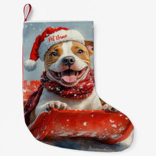 Petite Chaussette De Noël Pitbull Chien dans la boue Laisser il neige Noël