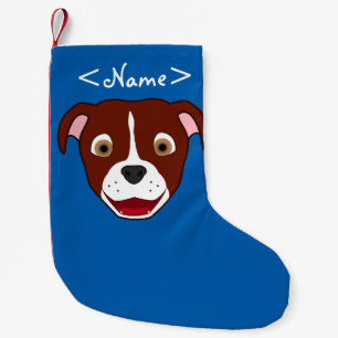 Petite Chaussette De Noël Pitbull rouge font face avec la flamme blanche