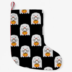 Petite Chaussette De Noël Pixel art fantôme : Halloween motif