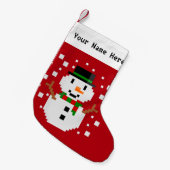 Petite Chaussette De Noël Pixel Art SNOWMAN 2 (Devant (Accrochage))