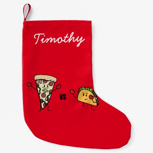 Petite Chaussette De Noël Pizza de pepperoni CONTRE le taco : Mexicain (Devant)