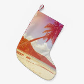 Petite Chaussette De Noël Plage, cocotier, lit en bois. (Devant (Accrochage))