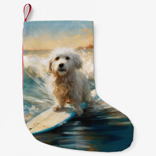 Petite Chaussette De Noël Plage de Coton De Tulear Peinture de surf