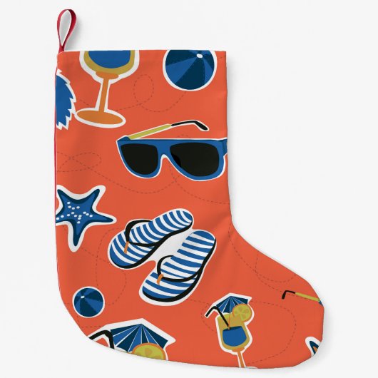 Petite Chaussette De Noël Plage d'été : Relaxant Motif sans couture. (Devant)