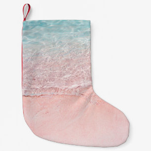 Petite Chaussette De Noël Plage rose et vague