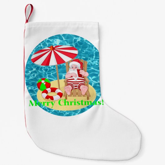 Petite Chaussette De Noël plage santa claus (Devant)