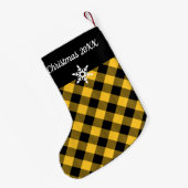 Petite Chaussette De Noël Plaid de Buffalo jaune et noir (Dos (Accrochage))
