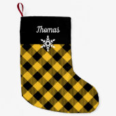 Petite Chaussette De Noël Plaid de Buffalo jaune et noir (Devant)
